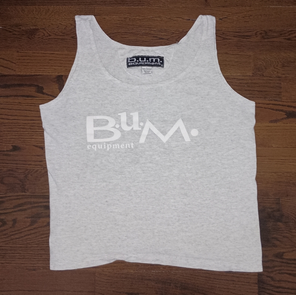 Mens Vintage 1992 B.U.M. Equipment Puffy Paint Tank Top Size Large Made in USA